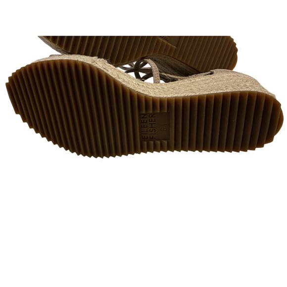 Eileen Fisher Wanda Metallic Suede Espadrille in Light Gold Size 6.5 - Picture 8 of 11